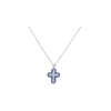 Bartorelli Italian Jewels | COLLANA IN ORO BIANCO CON PENDENTE CROCE IN PAV&Eacute; DI DIAMANTI E ZAFFIRI BLU - 12405Z2L (1)