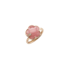 Pasquale Bruni | ANELLO PETIT JOLI IN ORO ROSA CON FIORE IN CALCEDONIO ROSA, DIAMANTI BIANCHI E CHAMPAGNE - 16116R - 16116R (1)
