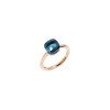 Pomellato | ANELLO NUDO - ANELLO NUDO PETIT IN ORO ROSA CON CASTONE IN ORO BIANCO E TOPAZIO BLU LONDON SFACCETTATO - A.B403/O6/TL - PAB4030O6000000TL (1)