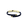 Bartorelli Italian Jewels | BRACCIALE IN PELLE NERA CON BARRETTA IN ORO GIALLO CUORI E LETTERE 
