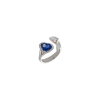 Bartorelli Italian Jewels | ANELLO APERTO IN ORO BIANCO CON ZAFFIRO BLU CUORE E DIAMANTI - 159-C525 (1)