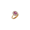 Bartorelli Italian Jewels | ANELLO ROSETTA IN ORO ROSA CON ZAFFIRO ROSA CENTRALE E DOPPIO CONTORNO DIAMANTI - 234-5053-A (1)