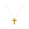 Bartorelli Italian Jewels | COLLANA IN ORO GIALLO CON CROCE PENDENTE IN OPALE GIALLO ZAFFIRO ROSA CENTRALE CON CONTORNO IN PAV&Eacute; DI DIAMANTI - GG/S-I/9601 (1)