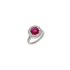 Bartorelli Italian Jewels | ANELLO ROSETTA IN ORO BIANCO CON RUBINO CENTRALE CERTIFICATO, DOPPIO CONTORNO DI DIAMANTI E DEMI-PAV&Eacute; SUL GAMBO - 000-4982NS (1)