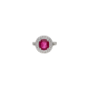 Bartorelli Italian Jewels | ANELLO ROSETTA IN ORO BIANCO CON RUBINO CENTRALE CERTIFICATO, DOPPIO CONTORNO DI DIAMANTI E DEMI-PAV&Eacute; SUL GAMBO - 000-4982NS (2)