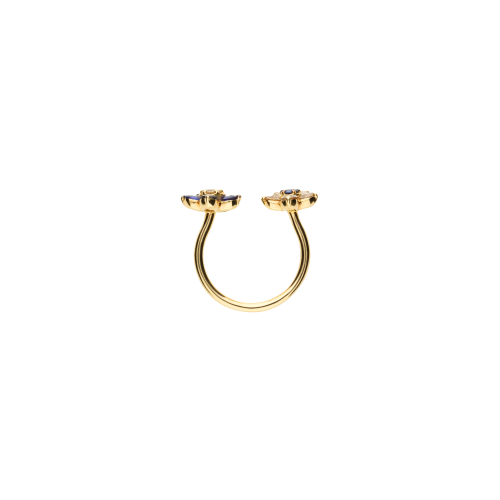 Accedi alla scheda di Bartorelli Italian Jewels Anello Fiore in oro rosa, diamanti brown e zaffiri blu naturali - 6290180