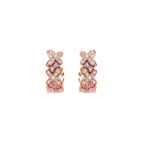 Accedi alla scheda di Mimi ORECCHINI FREEVOLA IN ORO ROSA CON DIAMANTI BIANCHI E ZAFFIRI ROSA - OXM249R8Z2B