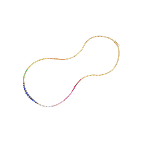 Accedi alla scheda di Bartorelli Italian Jewels COLLANA TENNIS CON DIAMANTI BIANCHI E ZAFFIRI MULTICOLOR A SCALARE - 14504731