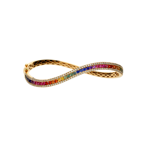 Accedi alla scheda di Bartorelli Italian Jewels BRACCIALE ONDA IN ORO ROSA CON ZAFFIRI MULTICOLOR E DIAMANTI BIANCHI - A00242RB11