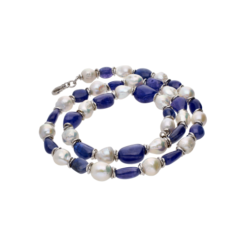 Accedi alla scheda di Bartorelli Italian Jewels COLLANA CON PERLE BAROCCHE ALTERNATE A TANZANITE E ANELLINI IN ORO BIANCO - C0LL285/1-8B