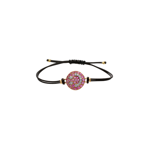 Accedi al prodotto correlato Bartorelli Italian Jewels BRACCIALE CON CORDINO NERO E SMILEY IN ORO ROSA CON DIAMANTI E PAV&Eacute; DI ZAFFIRI ROSA - BU001-ZARS
