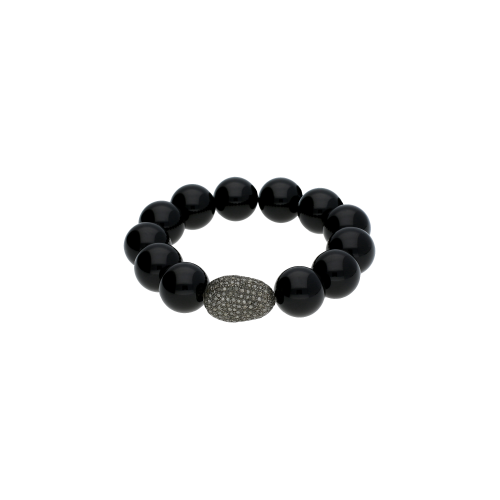 Accedi alla scheda di Bartorelli Italian Jewels BRACCIALE ELASTICO CON PERLE DI ONICE NERO E PAVE' DI RUBINI BIANCHI - BO21/14/1