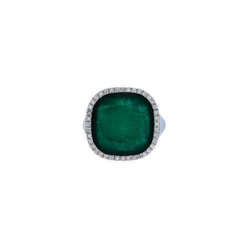 Accedi alla scheda di Bartorelli Italian Jewels Anello in oro bianco 18 carati,smeraldo,cristallo di rocca e diamanti bianchi taglio brillante - ANP119-OB-