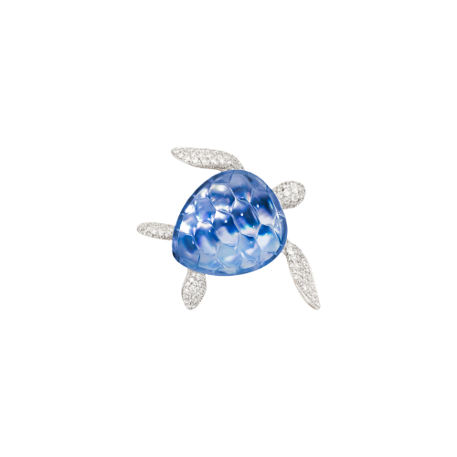 Accedi alla scheda di Vhernier SPILLA TARTARUGA IN ORO BIANCO 18K, DIAMANTI, MADREPERLA BIANCA LAPIS E CRISTALLO DI ROCCA - P00496S0422