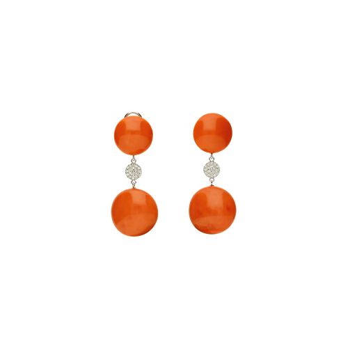 Accedi alla scheda di Bartorelli Italian Jewels Orecchini in oro bianco 18 carati con corallo rosa e diamanti bianchi taglio brillante - BA0R45