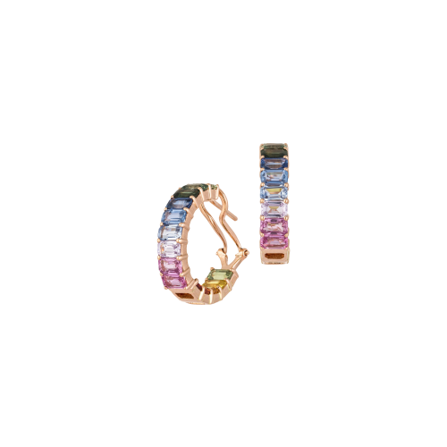 Accedi alla scheda di Bartorelli Italian Jewels ORECCHINI A CERCHIO IN ORO ROSA E ZAFFIRI MULTICOLOR - KE1211/MS