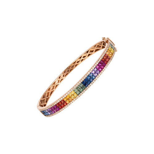 Accedi alla scheda di Bartorelli Italian Jewels BRACCIALE RIGIDO RAINBOW IN ORO ROSA CON DIAMANTI E ZAFFIRI MULTICOLOR - KB1039/MS