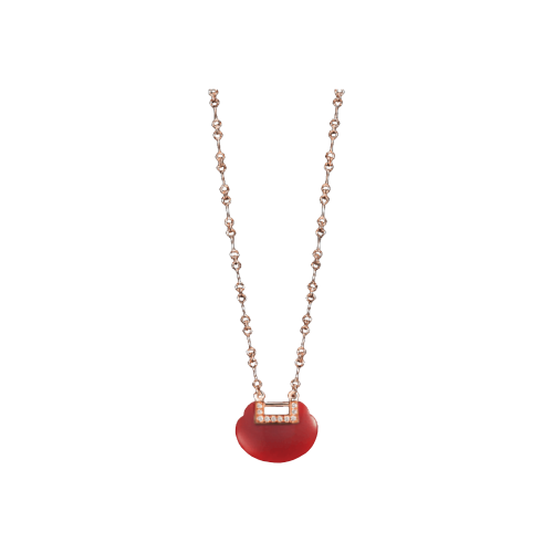 Accedi alla scheda di Qeelin COLLANA YU YI IN  ORO ROSA CON DIAMANTI E AGATA - MODELLO MEDIO - AA-020-NL-RGDRA - YY-020-NL-RGDRA