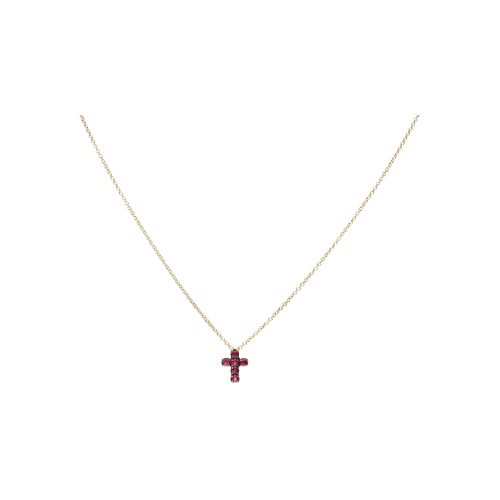 Accedi alla scheda di Bartorelli Italian Jewels COLLANA GIROCOLLO IN ORO ROSA CON PENDENTE CROCE IN RUBINI - FC3140R007N
