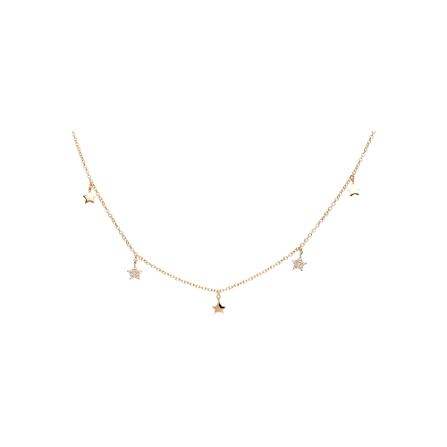 Accedi alla scheda di Bartorelli Italian Jewels COLLANA GIROCOLLO IN ORO ROSA CON STELLE PENDENTI IN ORO ROSA E PAV&Egrave; DI DIAMANTI - C054/21/2