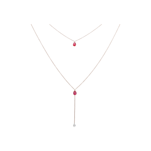 Accedi alla scheda di Bartorelli Italian Jewels COLLANA A DOPPIO FILO IN ORO ROSA CON RUBINI E DIAMANTE PENDENTE - C069/20-RB