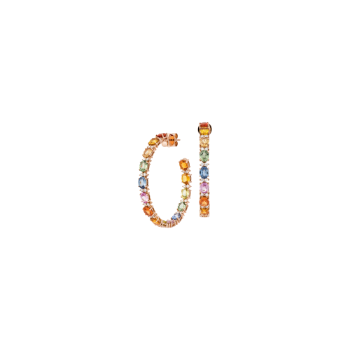 Accedi alla scheda di Bartorelli Italian Jewels ORECCHINI RAINBOW A CERCHIO IN ORO ROSA CON  DIAMANTI E ZAFFIRI MULTICOLOR - KE1022/MS