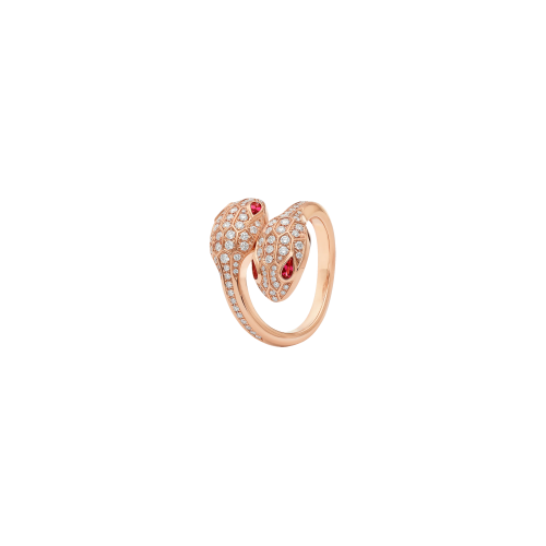 Accedi alla scheda di Bulgari ANELLO SERPENTI SEDUTTORI IN ORO ROSA CON DIAMANTI E RUBELITE - AN859033 - AN859033