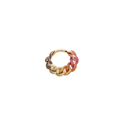 Accedi alla scheda di Bartorelli Italian Jewels ANELLO RAINBOW A MAGLIE MORBIDE IN ORO ROSA CON ZAFFIRI MULTICOLOR E DIAMANTI - AR2461/MCS