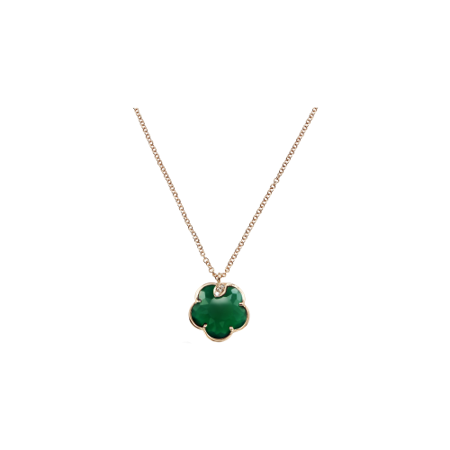 Accedi alla scheda di Pasquale Bruni GIROCOLLO PETIT JOLI IN ORO ROSA CON FIORE IN AGATA VERDE, DIAMANTI BIANCHI E DIAMANTI CHAMPAGNE - 16138R - 16138R