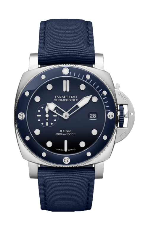 Accedi al prodotto correlato Panerai SUBMERSIBLE QUARANTAQUATTRO ESTEEL&trade; BLU PROFONDO - PAM01289