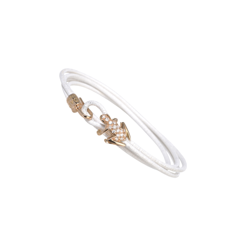 Accedi alla scheda di Dada Arrigoni BRACCIALE HAPPY FROG IN PELLE BIANCA, ORO ROSA E DIAMANTI - DHF12BRRRDIXB