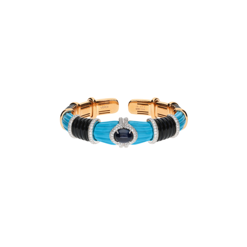 Accedi alla scheda di Bartorelli Italian Jewels BRACCIALE RIGIDO IN ORO ROSA CON DIAMANTI, ZAFFIRO BLU, TURCHESE E ONICE - PU4846Z