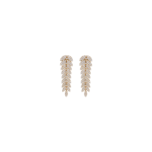 Accedi alla scheda di Bartorelli Italian Jewels ORECCHINI PENDENTI CASCATA DI FOGLIE IN ORO ROSA CON PAV&Eacute; DI DIAMANTI - 1PE0751532/1