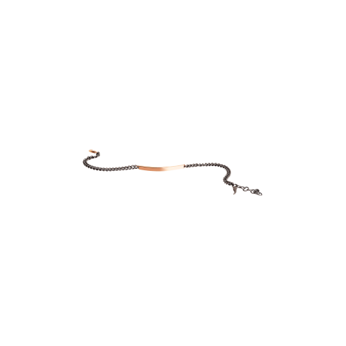 Accedi alla scheda di Mano | J . BRACCIALE UOMO CATENA GROUMETTE IN TITANIO CON BARRETTA IN ORO ROSSO LISCIA E DIAMANTE BLACK - MINBRTRGBARLK - MINBRTRGBARLK