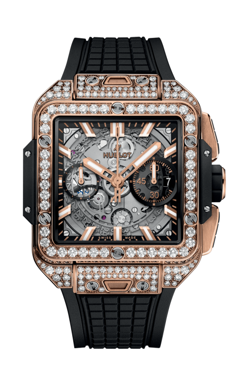 Accedi alla scheda di Hublot SQUARE BANG UNICO KING GOLD PAV&Eacute; 42 MM - 821.OX.0180.RX.1604
