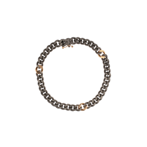 Accedi alla scheda di Mano | J . BRACCIALE GROUMETTE IN TITANIO E ORO ROSA CON DIAMANTE NERO - GROUBRT3RGSN - GROUBRT3RGSN