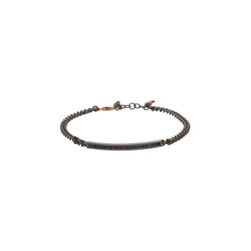 Accedi alla scheda di Mano | J . BRACCIALE UOMO GROUMETTE IN TITANIO E ORO ROSSO CON BARRETTA E ZAFFIRI BLU - MINBRT23TZAFBARK - MINBRT23TZAFBARK