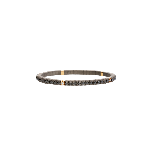 Accedi alla scheda di Mano | J . BRACCIALE TENNIS IN TITANIO, ORO ROSSO 18 KT, DIAMANTI BLACK E WHITE DA 5 PUNTI - TENBRTBR5GBR5PT