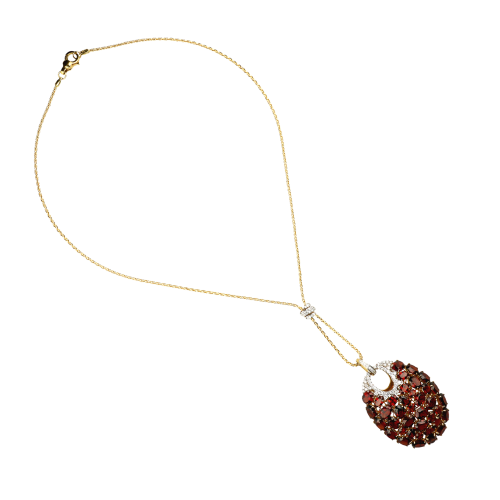 Accedi alla scheda di Bartorelli Italian Jewels Collana in oro rosa 18 carati con granato e diamanti bianchi taglio brillante - CH110GRA