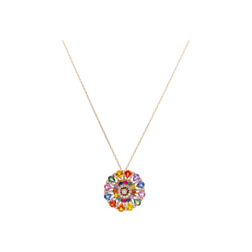 Accedi alla scheda di Bartorelli Italian Jewels COLLANA RAINBOW IN ORO ROSA CON PENDENTE IN ZAFFIRI MULTICOLOR E DIAMANTI - KP1076/MS