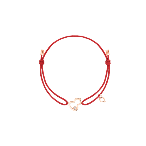 Accedi alla scheda di Qeelin BRACCIALE WULU IN ORO ROSA CON DIAMANTE SU CORDINO ROSSO - WOC40FMRGDI