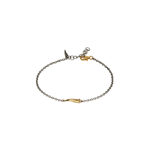 Accedi alla scheda di Mano | J . BRACCIALE UOMO MINIMAL IN TITANIO CON CORNETTO E MOSCHETTONE IN ORO GIALLO 9 KT - CATSMBRTLHYGL