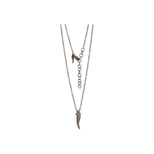 Accedi alla scheda di Mano | J . COLLANA UOMO LINEA CHARMS LUCKY HORN CON CORNETTO IN TITANIO, 5 DIAMANTI WHITE E CATENA - CHGIRT5WPENKPEN