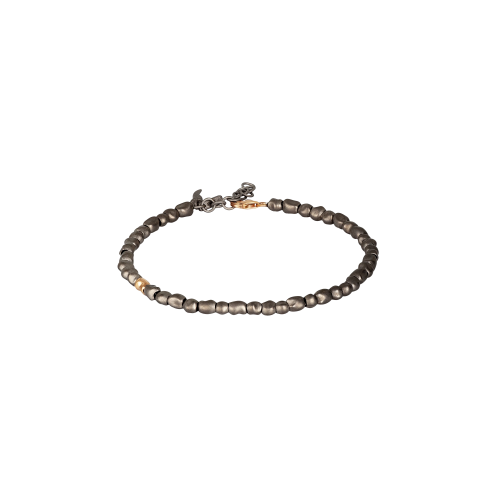 Accedi alla scheda di Mano | J . BRACCIALE UOMO CON SASSI PICCOLI IN TITANIO E UN SASSO IN ORO ROSSO 9 KT - PEPSMBRT1RG