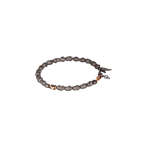 Accedi alla scheda di Mano | J . BRACCIALE UOMO SASSI IN TITANIO, UN SASSO IN ORO ROSSO 9 KT E DIAMANTI BLACK - PEPBRTBRG