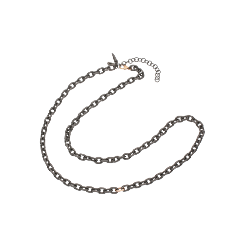 Accedi al prodotto correlato Mano | J . COLLANA IN TITANIO CON MOSCHETTONE E UNA MAGLIA IN ORO ROSSO - CATGIRT1OR