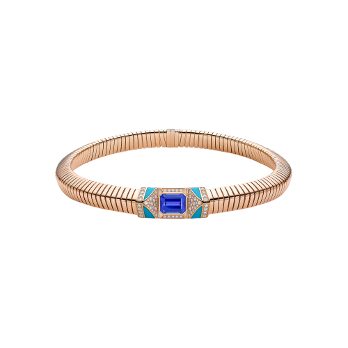 Accedi alla scheda di Bulgari COLLANA BVLGARI TUBOGAS IN ORO ROSA CON DIAMANTI, TANZANITE E TURCHESE - CL860175