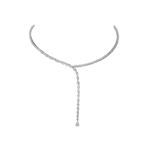 Accedi alla scheda di Bartorelli Italian Jewels COLLANA GIROCOLLO RIGIDA IN ORO BIANCO E DIAMANTI CON UNA FILA DI DIAMANTI PENDENTI - 171-2167MOD