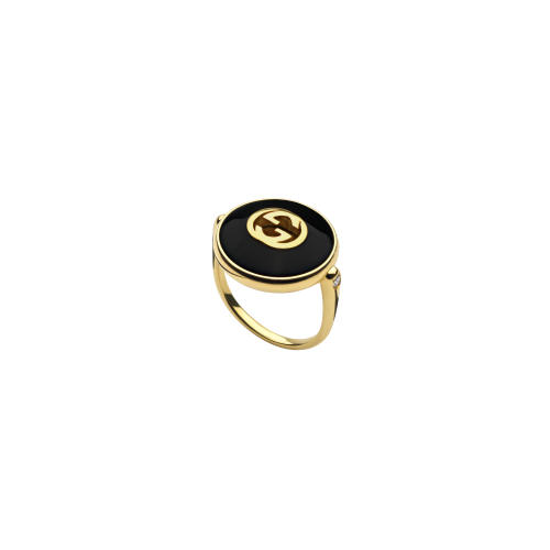Accedi alla scheda di Gucci ANELLO GUCCI NTERLOCKING GRANDE IN ORO GIALLO E ONICE - YBC786604001