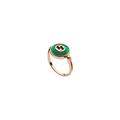 Accedi alla scheda di Gucci ANELLO GUCCI INTERLOCKING IN ORO ROSA E AGATA VERDE - YBC786547002